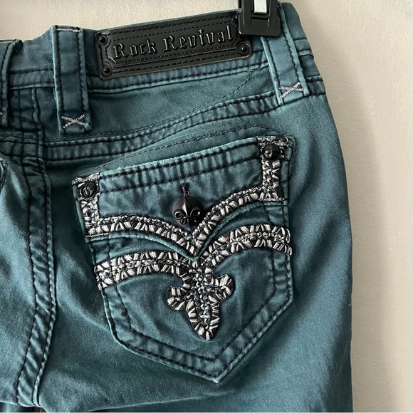 Rock Revival Teal Karla Skinny Jeans Size 25 - Picture 5 of 8